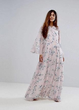 Брендовое  длинное платье в пол , нежное шикарное летнее платье цветочный принт