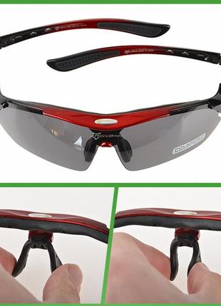 Очки rockbros polarized 5 в 1, uv400 велосипедные спортивные солнцезащитные тактические, поляризация5 фото