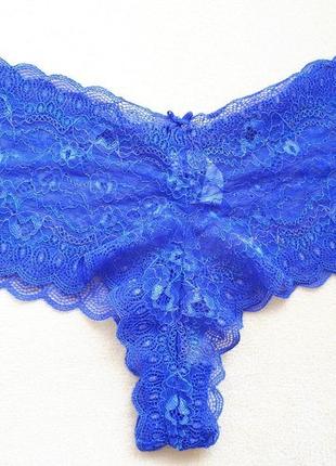 Новые синие ультрамариновые трусики открытые кружевные танга кружево л-хл/12-14/40-42/48-50 secret possessions