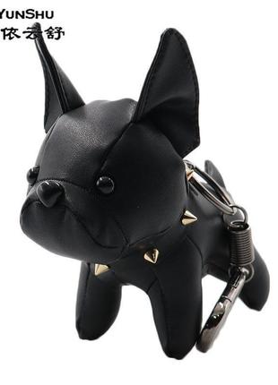 Брелок бульдог кожзам