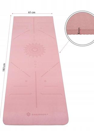 Коврик (мат) для йоги та фітнесу springos tpe 6 мм yg0018 pink .5 фото
