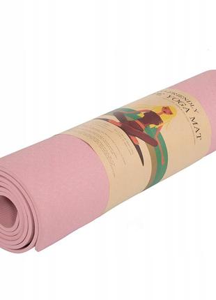 Коврик (мат) для йоги та фітнесу springos tpe 6 мм yg0018 pink .7 фото