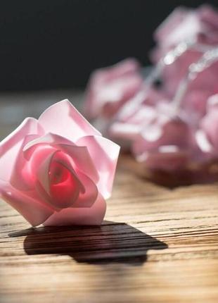 Гірлянда троянди квіти 50 лампочок на 5м від usb рожеві10 фото