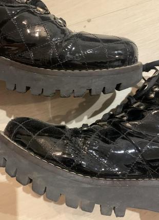 Чорні лакові черевики півчобітки ботильйони5 фото