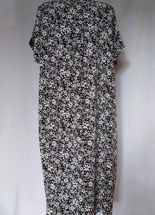 Черное рубашечное платье на пуговицах в белый цветочный принт george(размер 16-18)4 фото