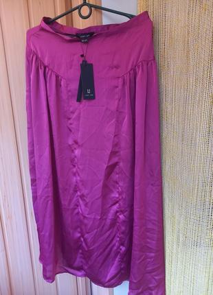 Новая юбка цвета фуксии с двумя разрезами макси длинная lost ink10 фото
