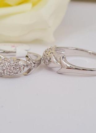 Кольцо родированое дельфин с камнями xuping, размер 16, 17