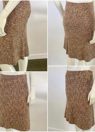 Винтажная многоцветная твидовая юбка valentino roma 1990-х годов со слегка расклешенной кромкой шёлк шерсть эксклюзив редкая10 фото