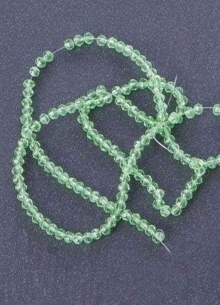 Бусины "рондель" хрустальные на нитке (стекло) прозрачное цвет зеленый светлый l -37см d-3-4мм