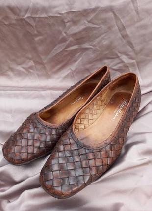 Винтажные туфли женские кожаные peter hahn с плетением из кожи2 фото