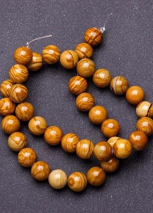 Бусины натуральный камень на нитке яшма пейзажная (пресс.) d-10мм l-37см