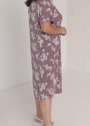 Полу-приталенное женское лиловое платье больших размеров модных фасонов 52 - 623 фото