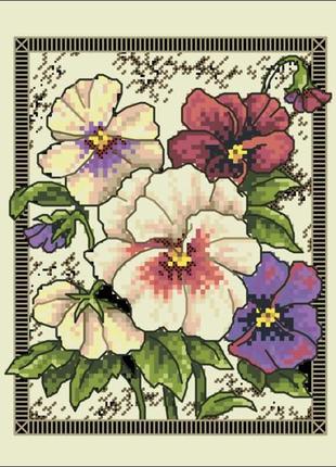 К426 весняний букет канва з малюнком для вишивання хрестом