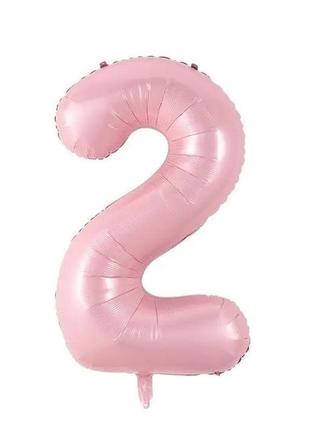 Фольгована цифра 2 ніжно рожева (baby pink) 70 см