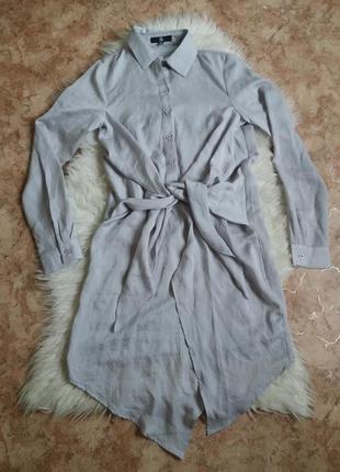 Сукня-сорочка з вшитим поясом і асиметричним низом