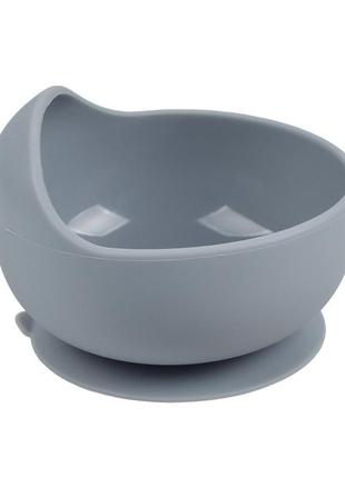 Набор посуды силиконовая тарелка с ложкой и слюнявчик серый nts1-y183 фото