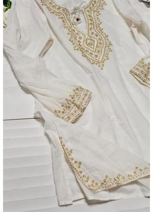 Блуза хлопковая удлиненная с вышивкой riviera3 фото