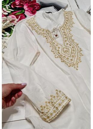 Блуза хлопковая удлиненная с вышивкой riviera4 фото
