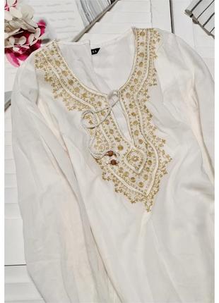 Блуза хлопковая удлиненная с вышивкой riviera2 фото