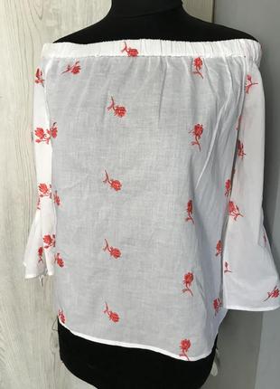 Річна коротка блуза кроп топ papaya з відкритими плечима вишивка