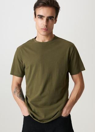 Базовая мужская футболка хлопок basic от sinsay хаки военная тактическая1 фото