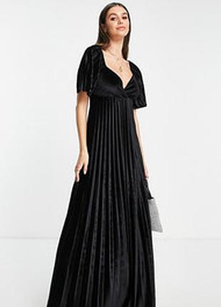 Атласное платье плиссе в пол