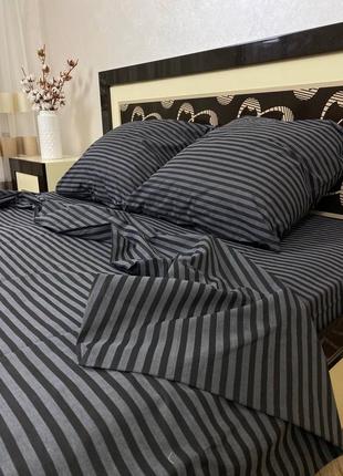 Комплект постільної білизни полоска графіт