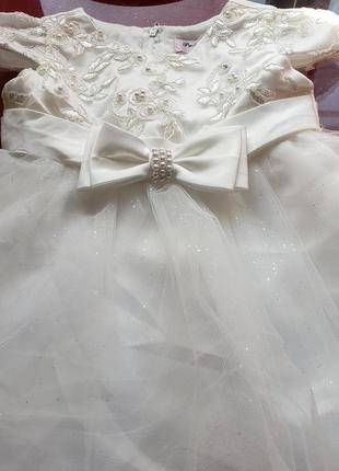 Pretty baby сукня святкова на дівчинку 9-12-18 м 74-80-86 см біла пишна нова2 фото