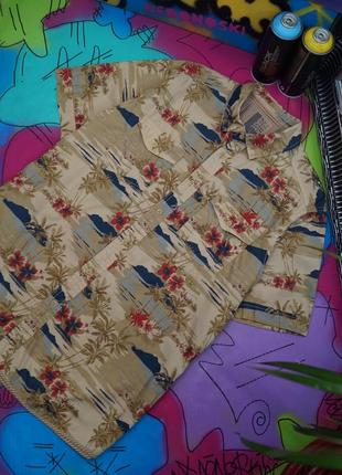 Подовжена гавайка тропічний принт листя, квіти,острів,пальми