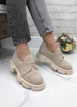 36-41 рр туфлі нат. замша на платформі