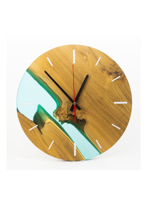 Настінний годинник starwood капова акація із зеленою прозорою епоксидною смолою (sw1929)