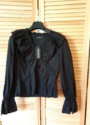 Sale черная хлопковая блуза boohoo  m/l7 фото
