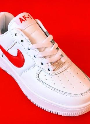 Кросівки жіночі nike air force 1 white red logo