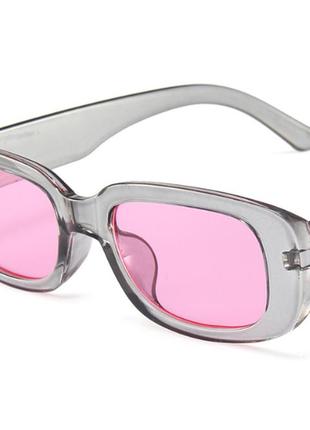 Сонце захисні окуляри сірі з рожевими лінзами, прямокутні, окуляри від сонця