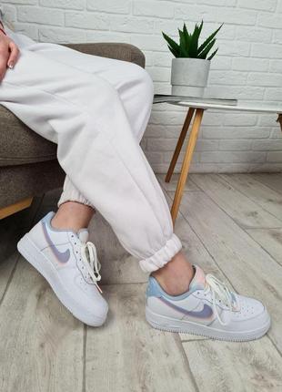 Nike air force 1 white blue pink женские кроссовки найк аир форс /кожанные10 фото