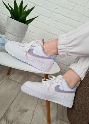 Nike air force 1 white blue pink женские кроссовки найк аир форс /кожанные3 фото