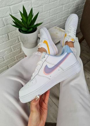 Nike air force 1 white blue pink женские кроссовки найк аир форс /кожанные5 фото