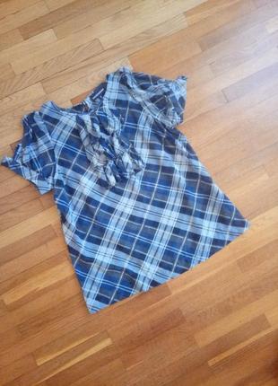 Тоненька стильно 100％ шовк блуза шотландка warohouse m(38)