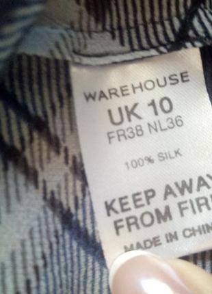 Тоненька стильна 100％ шовк блуза шотландка warohouse m(38)2 фото