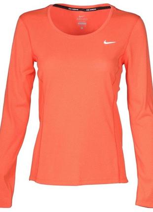 Помаранчева кофта лонгслив для бігу nike dri fit contour10 фото