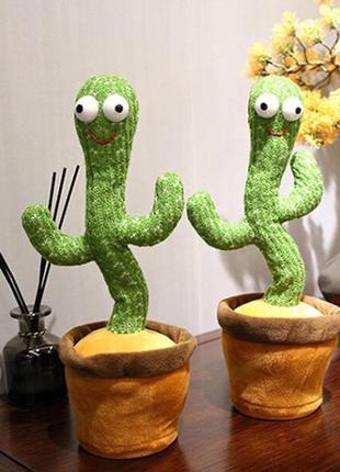 Танцующий кактус поющий 120 песен с подсветкой dancing cactus tiktok игрушка повторюшка кактус3 фото