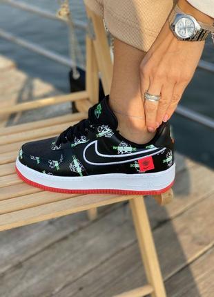 Nike air force 1 black red white 1 жіночі кросівки найк аір форс2 фото