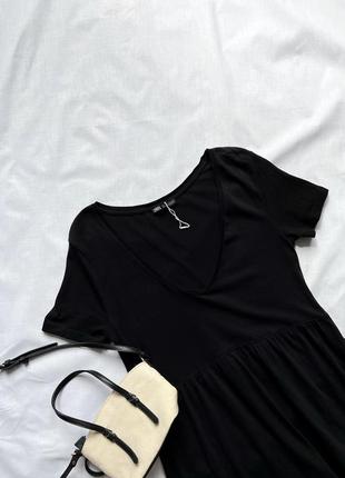 Плаття чорне міді бавовна коттон ярусну тренд сукня міді чорна бавовна котон zara