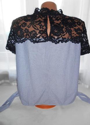 Красивая блузка блуза с кружевной кокеткой из смесового хлопка5 фото