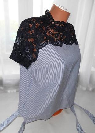 Красивая блузка блуза с кружевной кокеткой из смесового хлопка7 фото