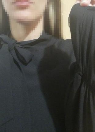 Сукня чорна плаття міні міді довгий рукав волан стильно з зав'язками напівпрозорі вечірня sisley1 фото