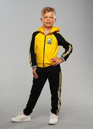 Дитячий спортивний костюм для хлопчиків енді панда жовтий на весну літо осінь