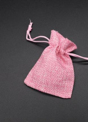 Подарочный мешочек из мешковины на затяжках. цвет розовый. 7х9см1 фото