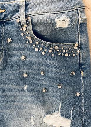 Классная джинсовая модная юбка с потертостями  от cross jeans 🛍🍒🌺5 фото