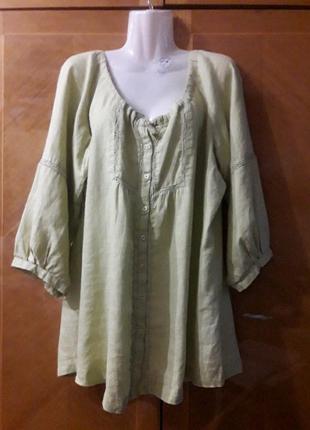 100% льон  брендова натуральна сорочка блуза  з мереживом р.20 від george  в стилі бохо